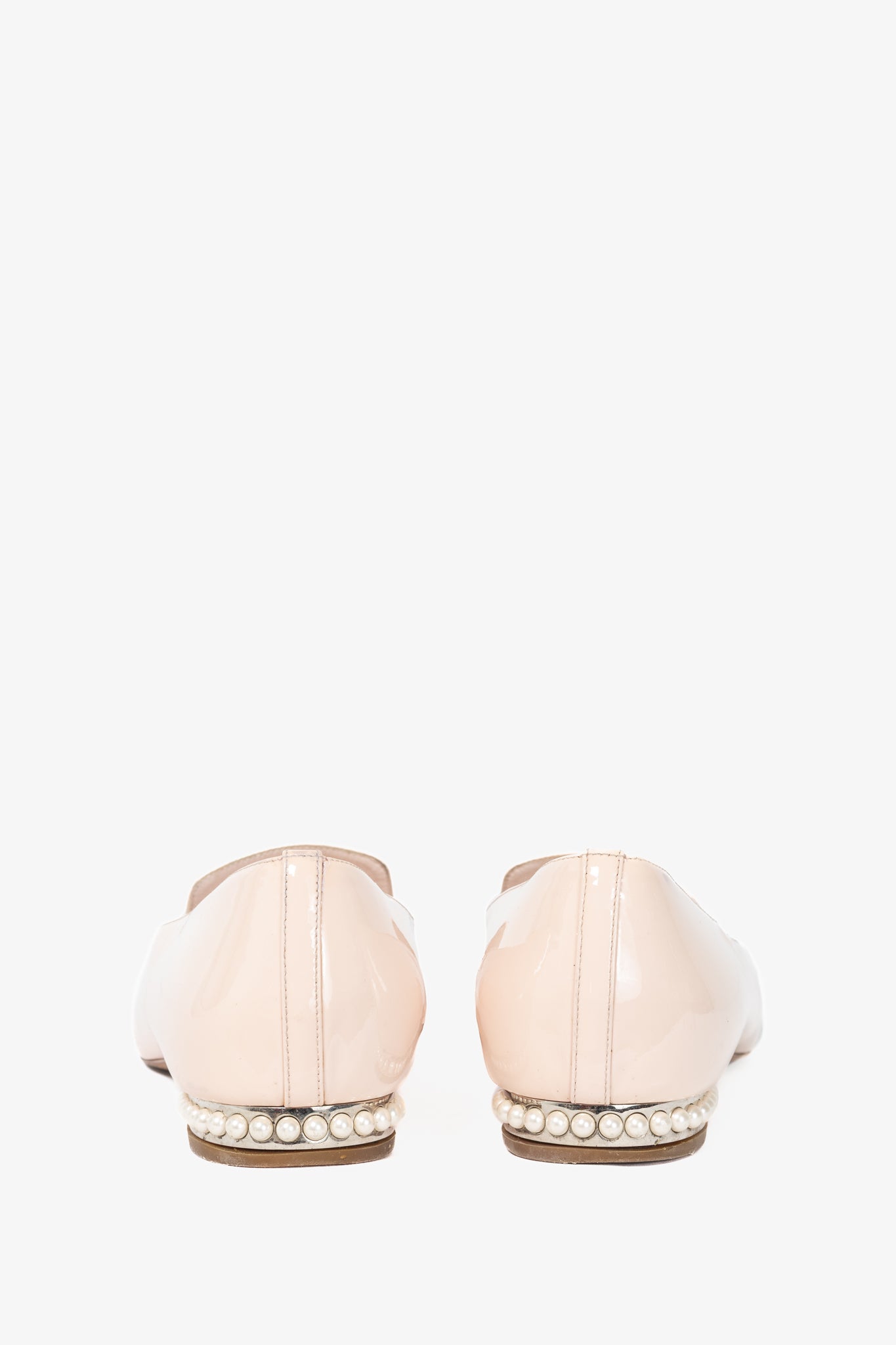 Chanel 16C Pink Patent Leather Pearl-Heel CC Loafers