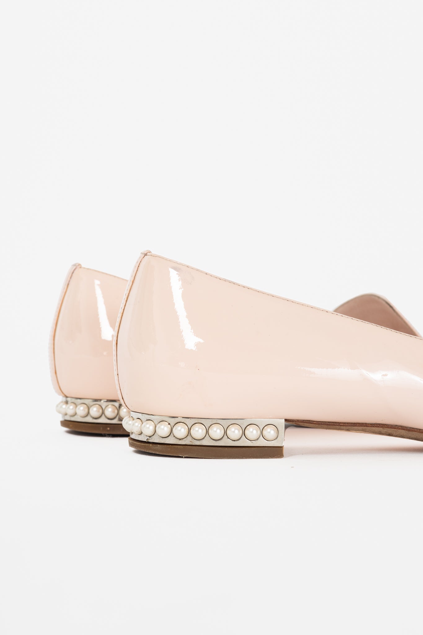 Chanel 16C Pink Patent Leather Pearl-Heel CC Loafers