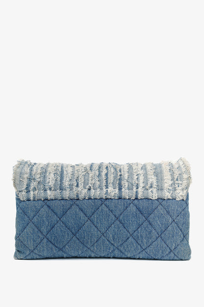 Chanel 15P Blue Denim Fringe CC Medium Flap Bag