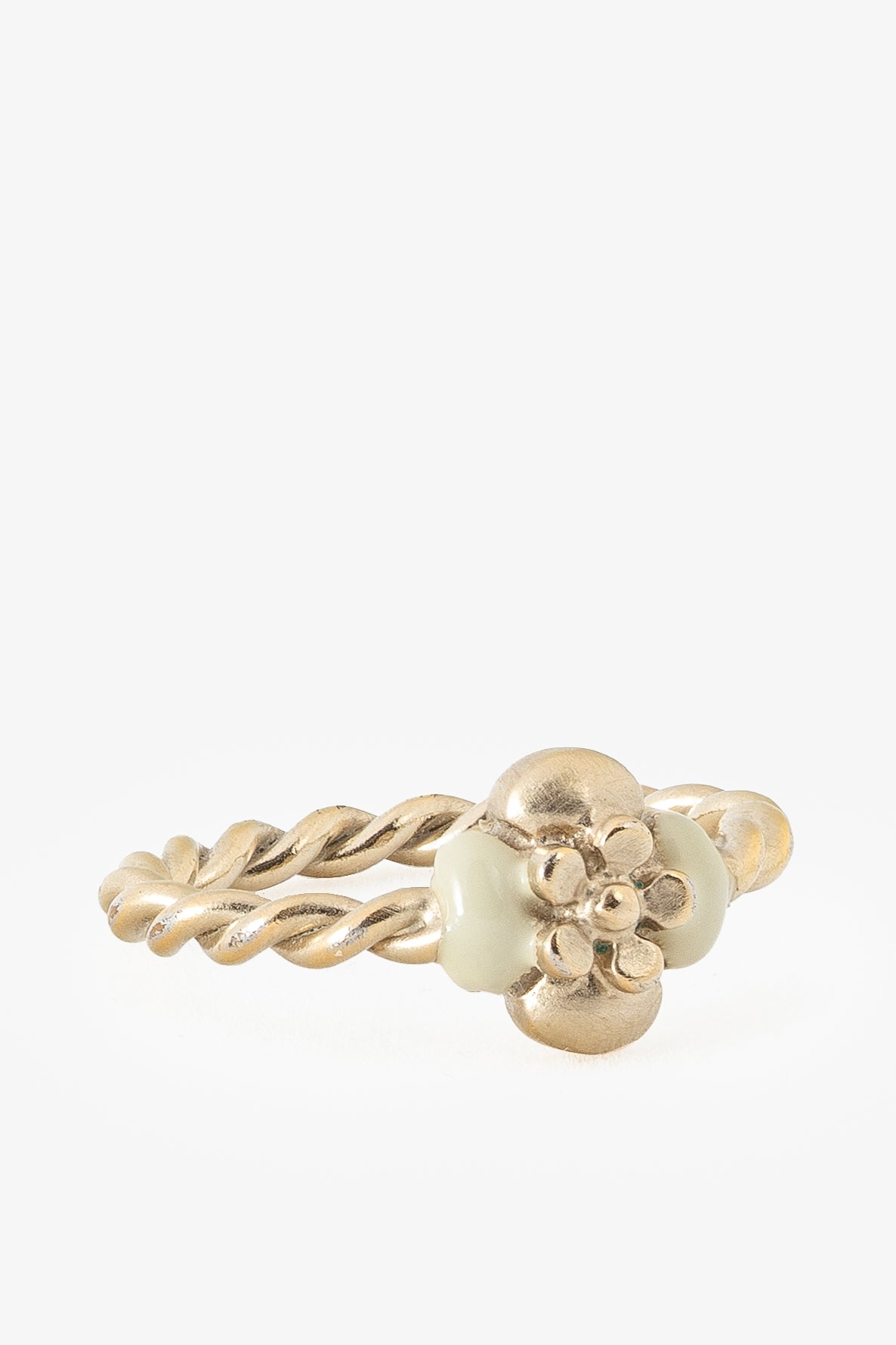 Chanel Gold-Tone Camellia Braided Ring