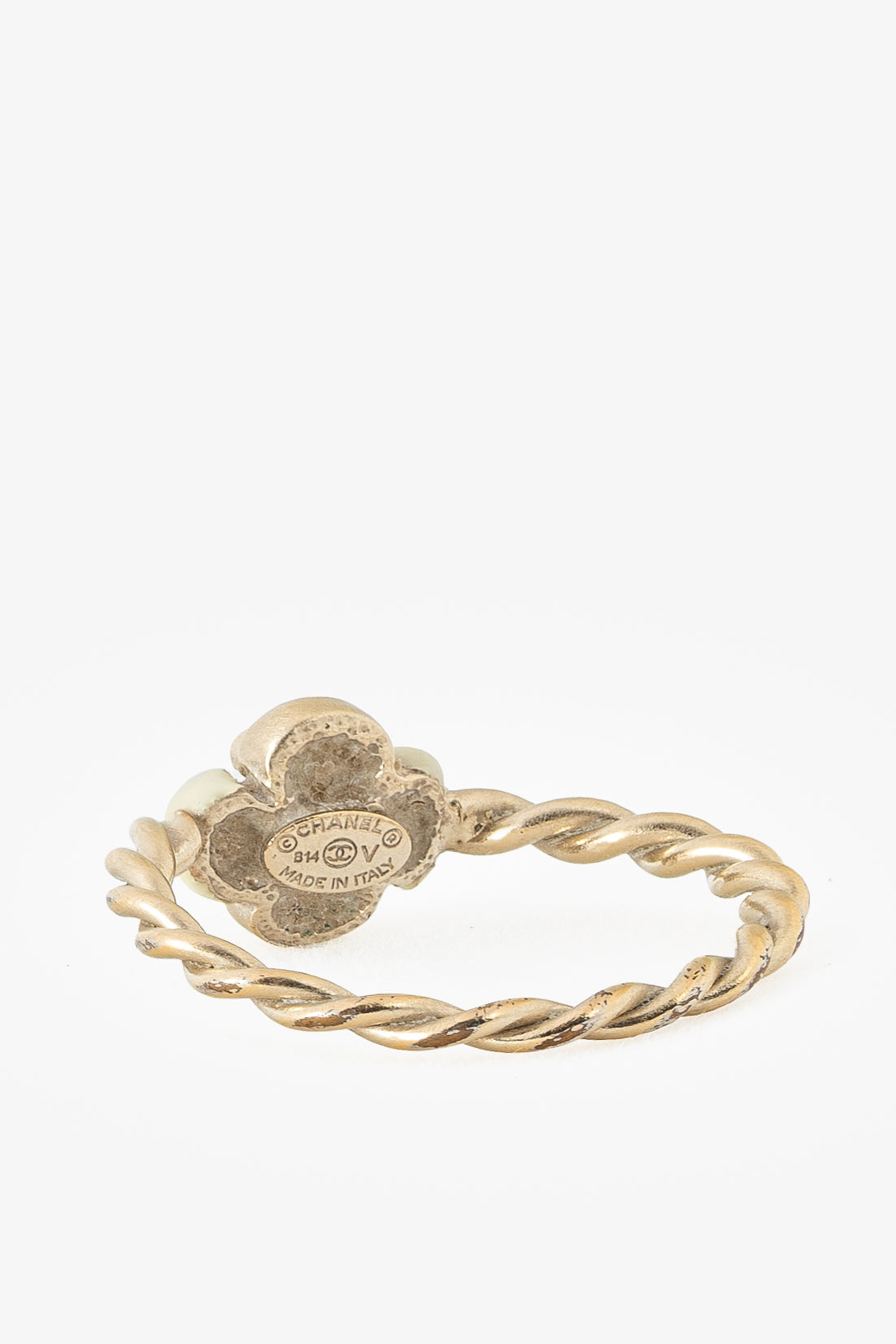 Chanel Gold-Tone Camellia Braided Ring
