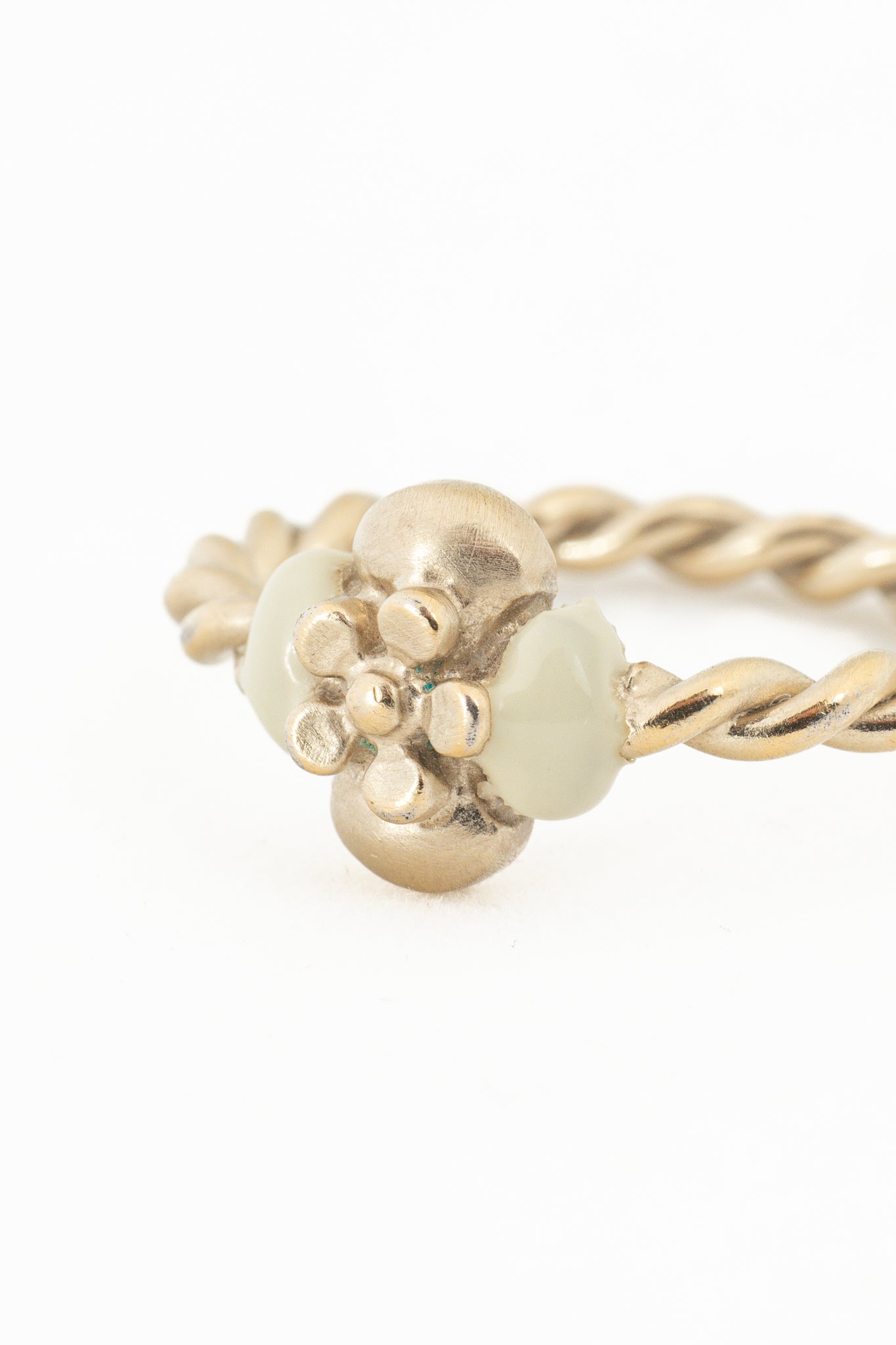 Chanel Gold-Tone Camellia Braided Ring