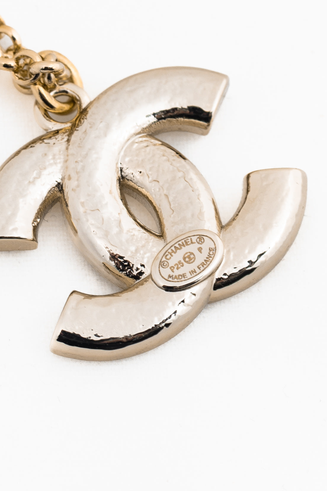 Chanel P25 Light-Gold-Tone Crystal & Pearl CC Logo Necklace