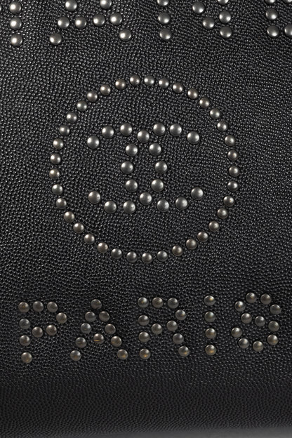 Chanel Small Deauville Black Caviar Studded Tote