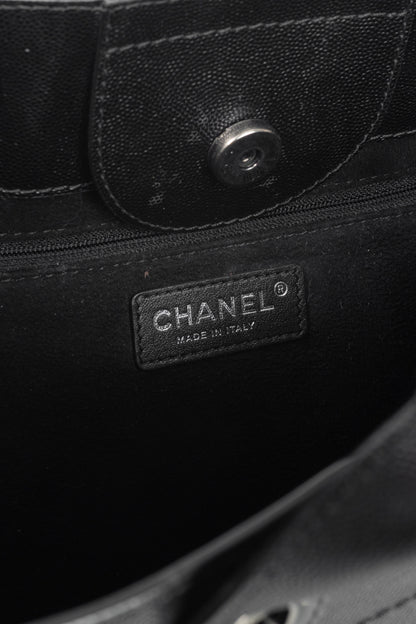 Chanel Small Deauville Black Caviar Studded Tote