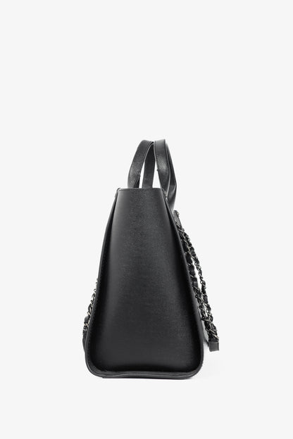 Chanel Small Deauville Black Caviar Studded Tote