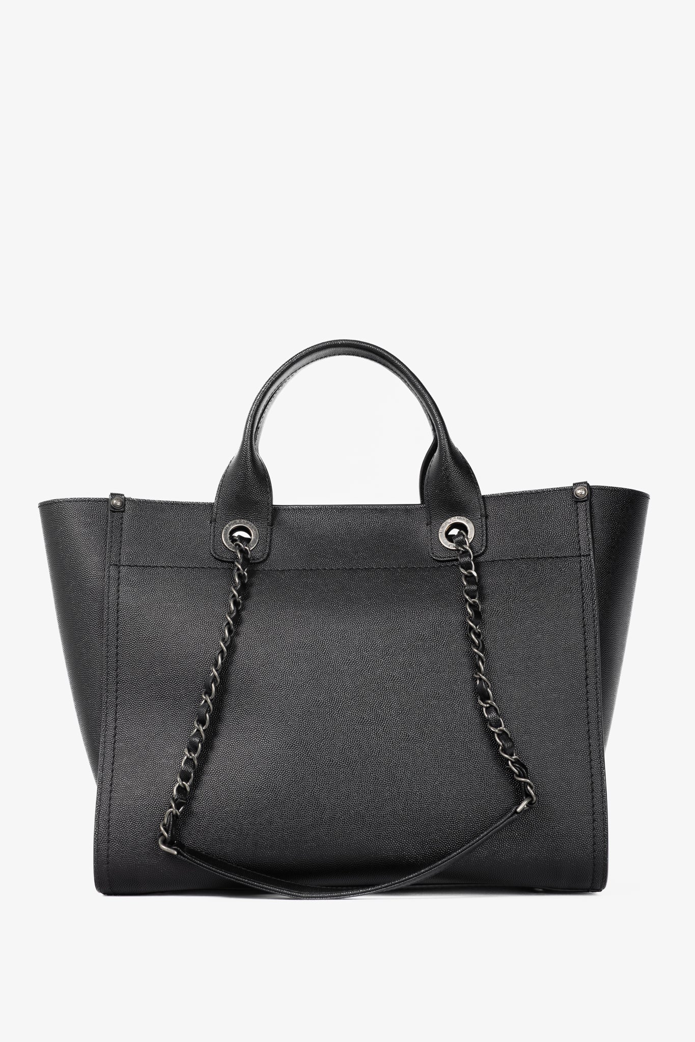 Chanel Small Deauville Black Caviar Studded Tote