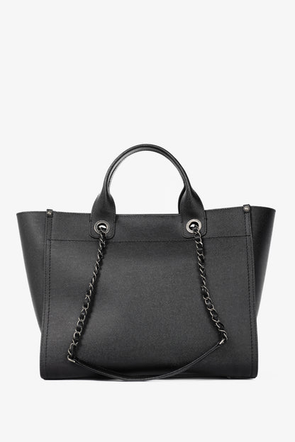 Chanel Small Deauville Black Caviar Studded Tote