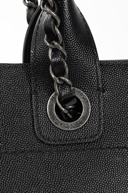 Chanel Small Deauville Black Caviar Studded Tote