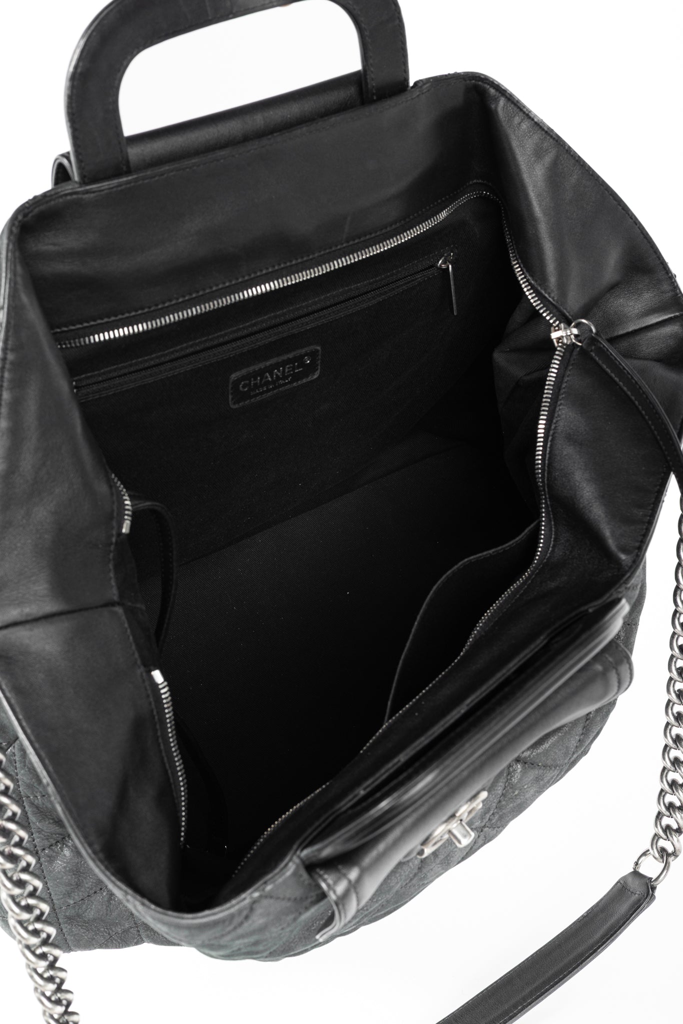 Chanel In-The-Mix Black Large Iridescent Calfskin Quilted Tote
