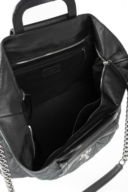 Chanel In-The-Mix Black Large Iridescent Calfskin Quilted Tote