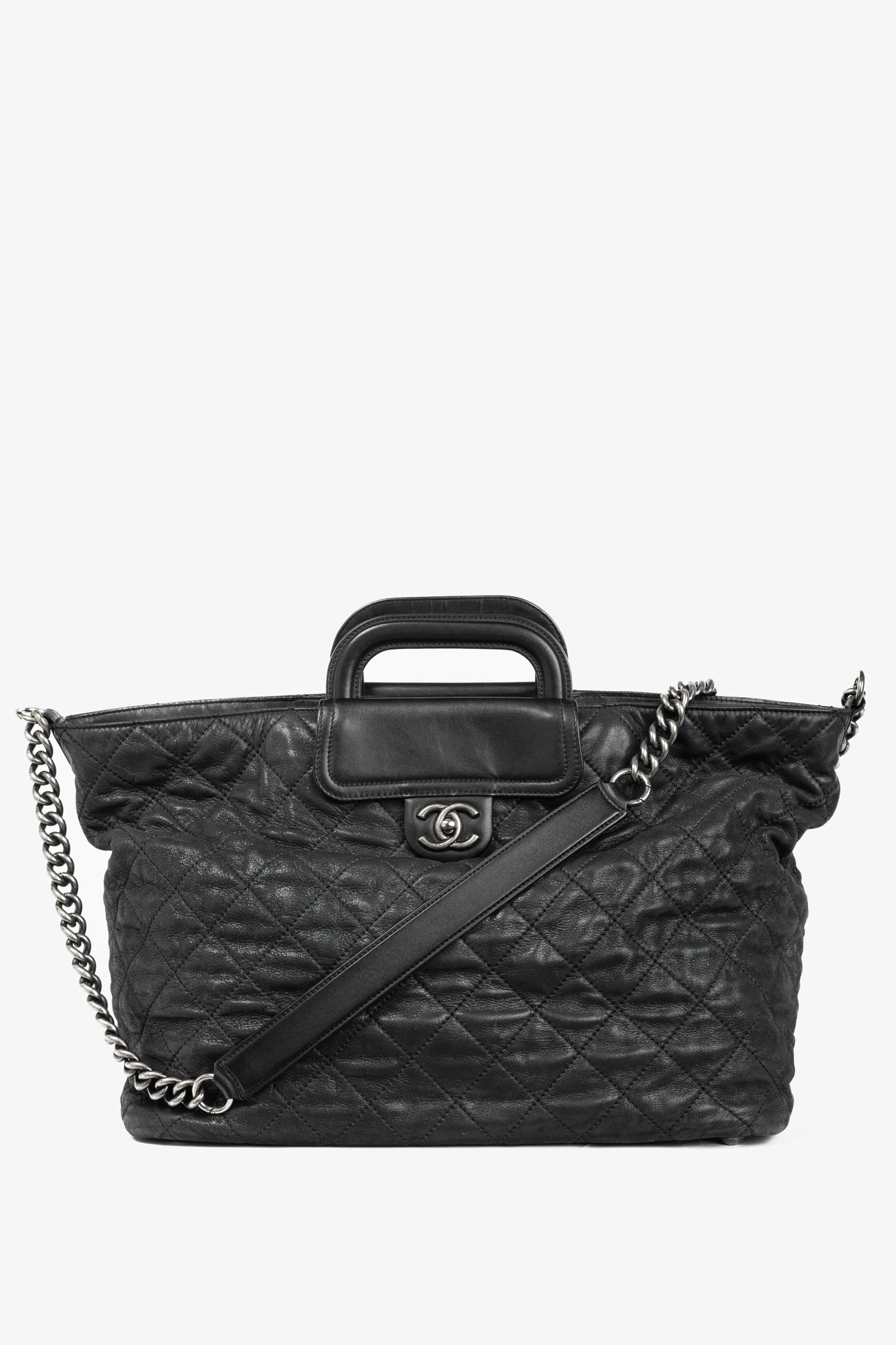 Chanel In-The-Mix Black Large Iridescent Calfskin Quilted Tote