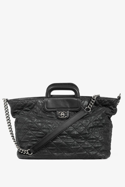 Chanel In-The-Mix Black Large Iridescent Calfskin Quilted Tote