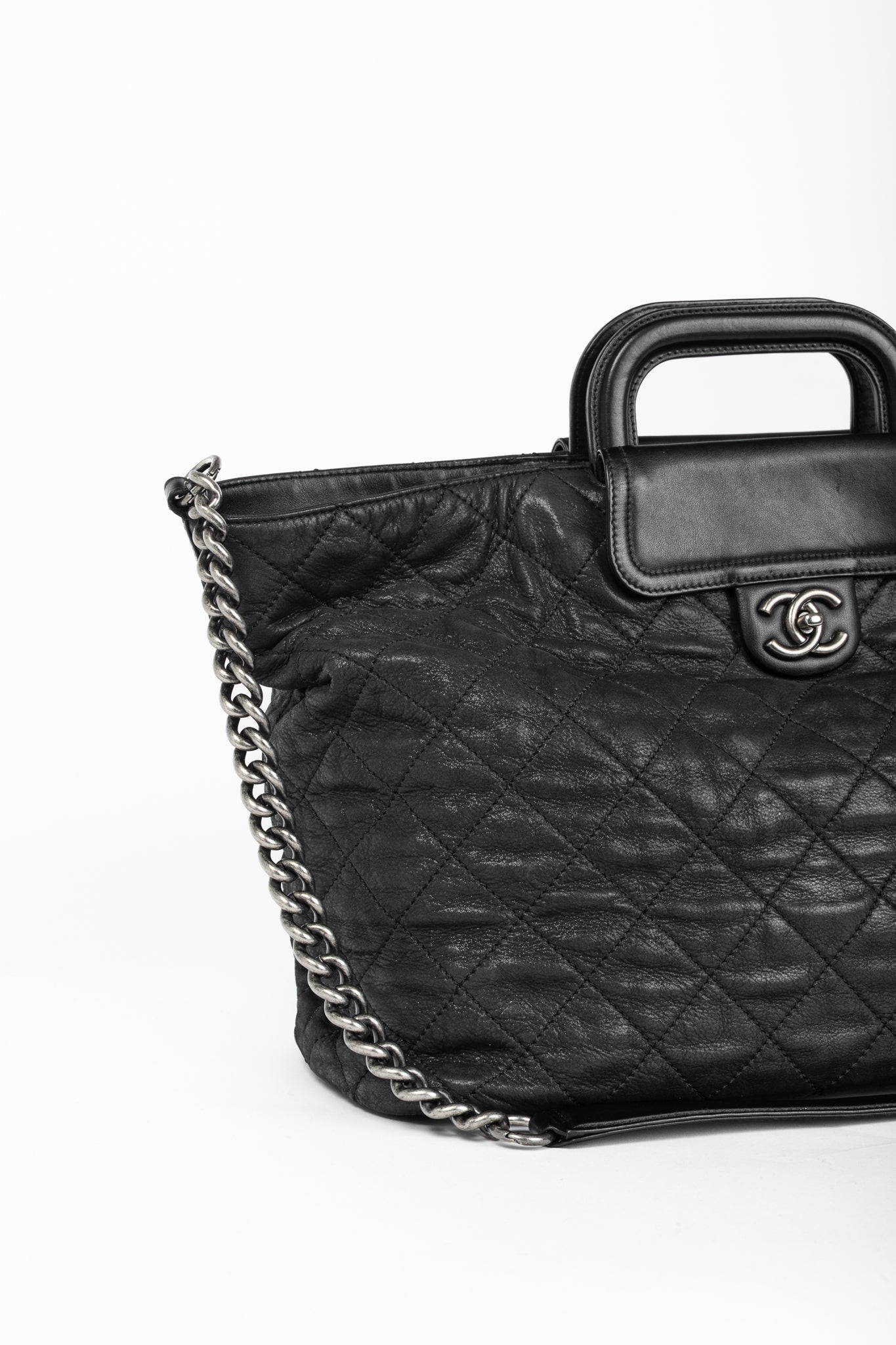 Chanel In-The-Mix Black Large Iridescent Calfskin Quilted Tote