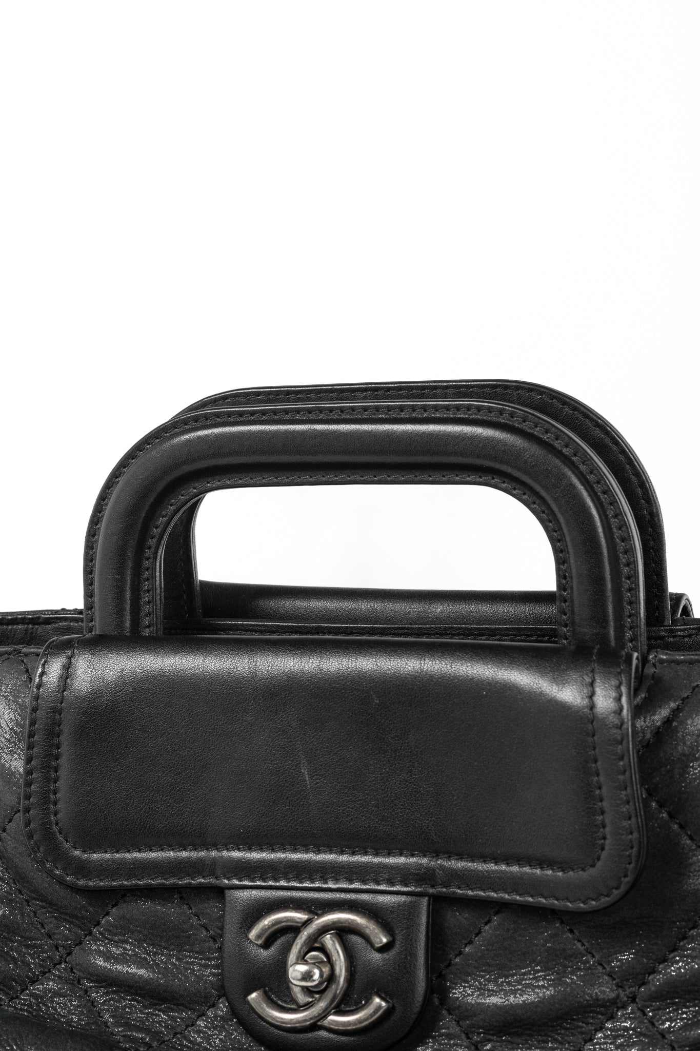 Chanel In-The-Mix Black Large Iridescent Calfskin Quilted Tote