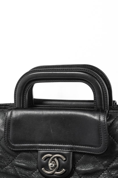 Chanel In-The-Mix Black Large Iridescent Calfskin Quilted Tote