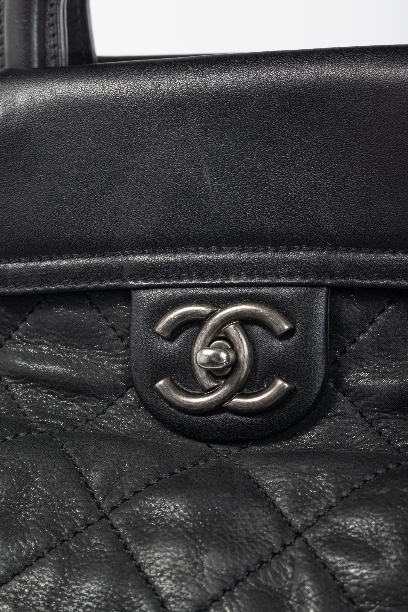 Chanel In-The-Mix Black Large Iridescent Calfskin Quilted Tote