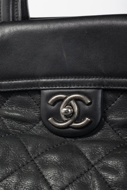 Chanel In-The-Mix Black Large Iridescent Calfskin Quilted Tote