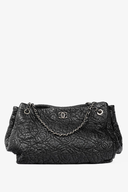 Chanel Graphic Edge Black Shiny Vinyl Quilted Tote