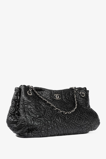 Chanel Graphic Edge Black Shiny Vinyl Quilted Tote
