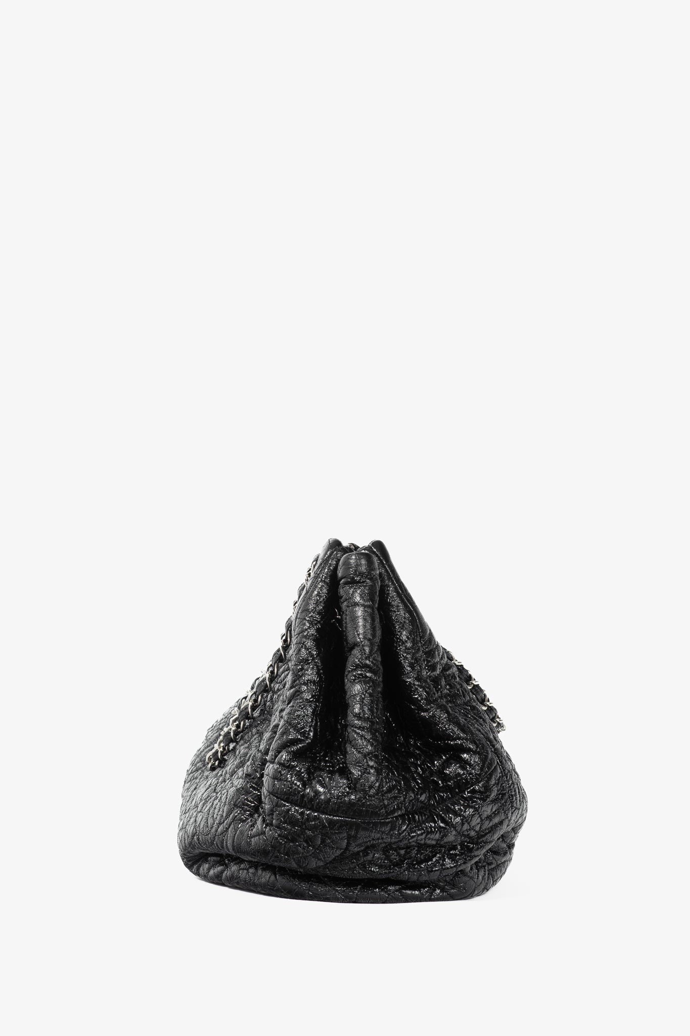 Chanel Graphic Edge Black Shiny Vinyl Quilted Tote