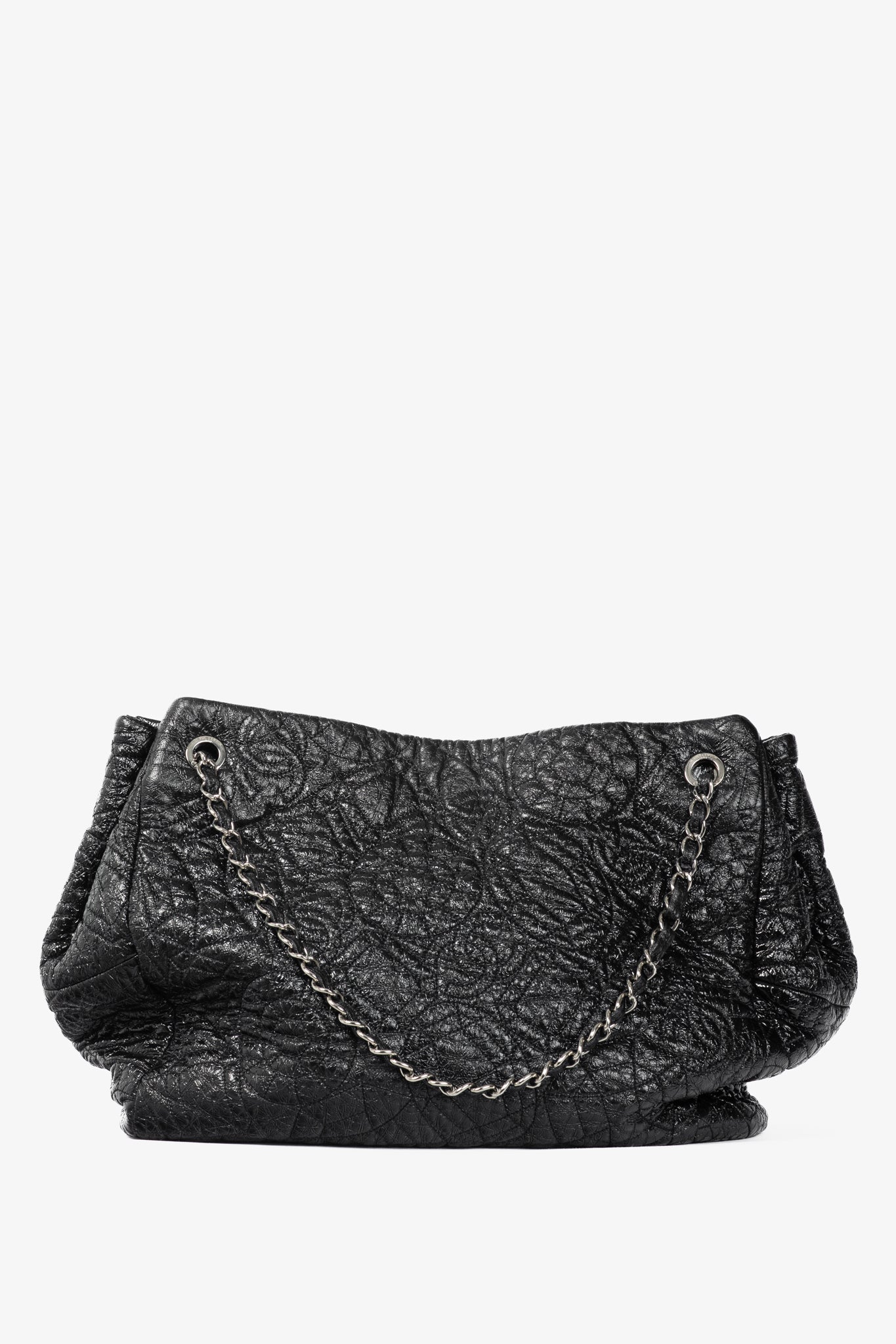 Chanel Graphic Edge Black Shiny Vinyl Quilted Tote