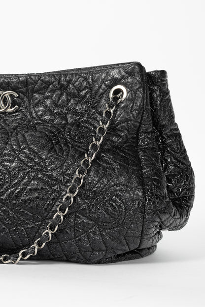 Chanel Graphic Edge Black Shiny Vinyl Quilted Tote