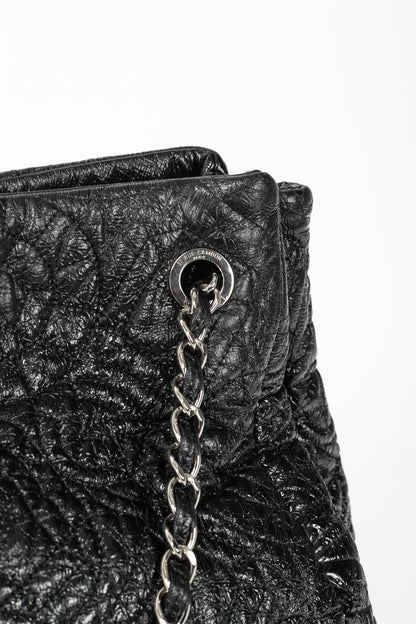 Chanel Graphic Edge Black Shiny Vinyl Quilted Tote