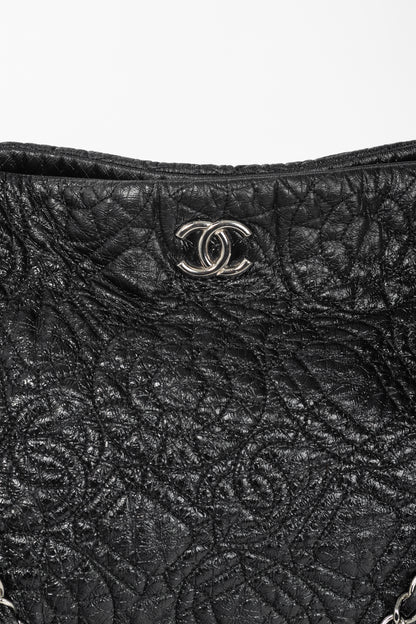 Chanel Graphic Edge Black Shiny Vinyl Quilted Tote