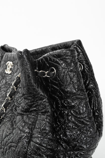 Chanel Graphic Edge Black Shiny Vinyl Quilted Tote