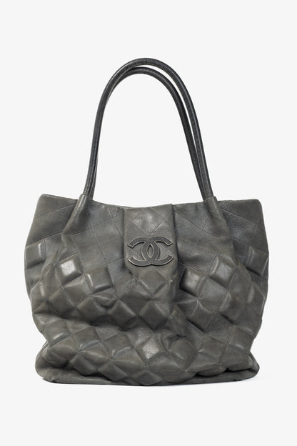 Chanel Sloane Square Grey Leather Quilted Tote