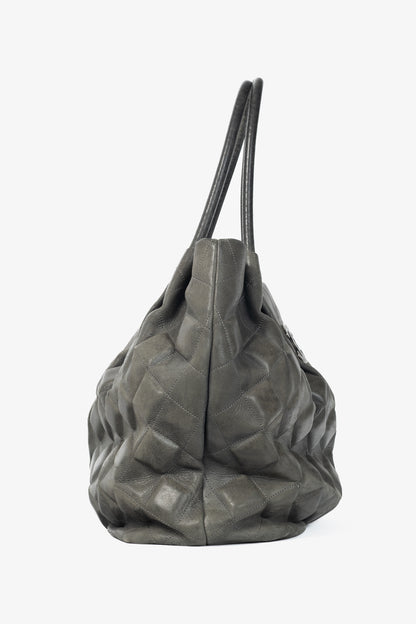 Chanel Sloane Square Grey Leather Quilted Tote