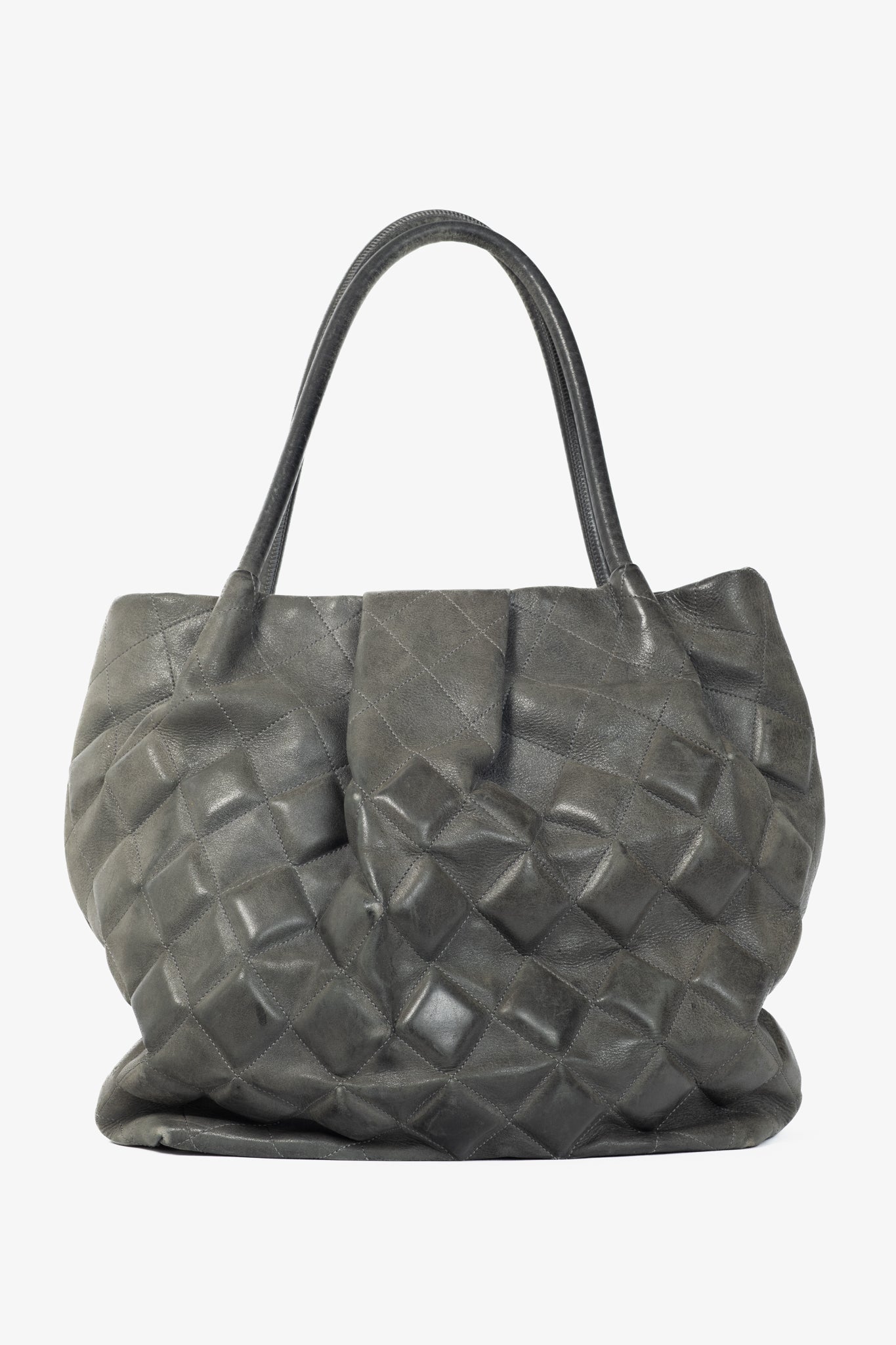 Chanel Sloane Square Grey Leather Quilted Tote