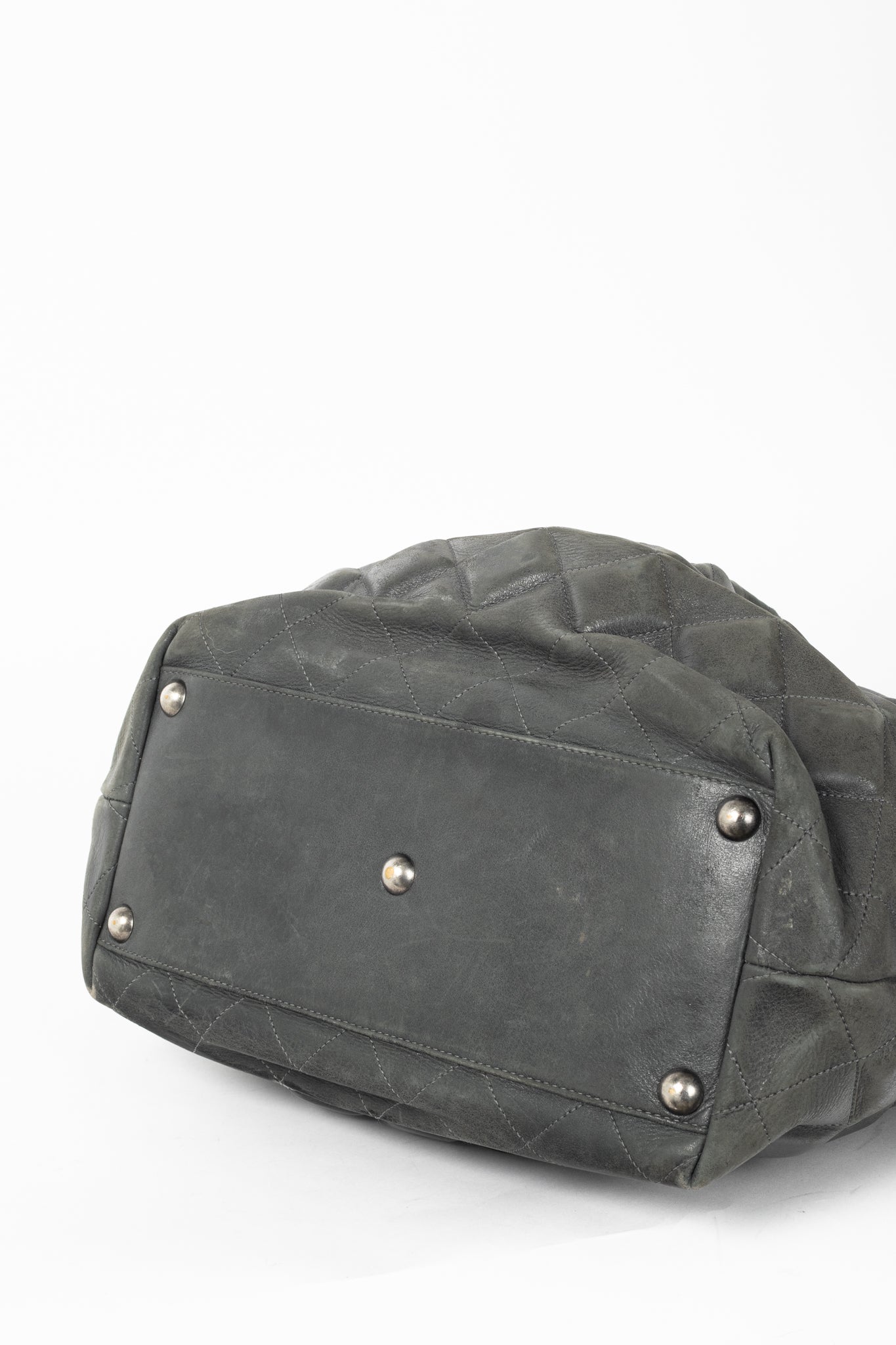 Chanel Sloane Square Grey Leather Quilted Tote