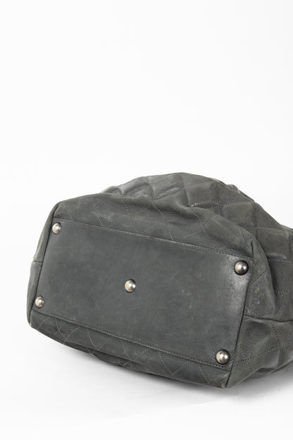Chanel Sloane Square Grey Leather Quilted Tote