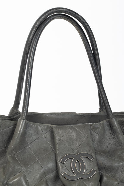 Chanel Sloane Square Grey Leather Quilted Tote