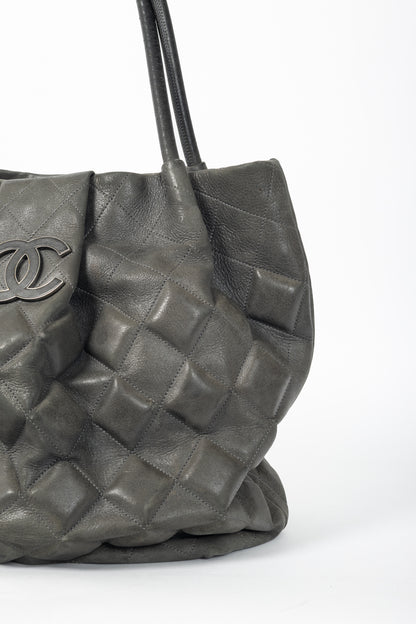 Chanel Sloane Square Grey Leather Quilted Tote