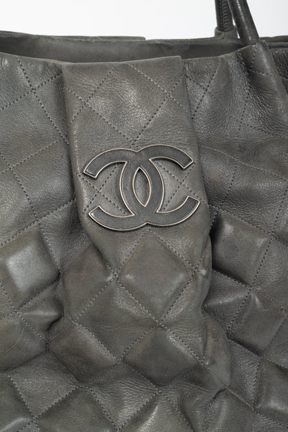 Chanel Sloane Square Grey Leather Quilted Tote