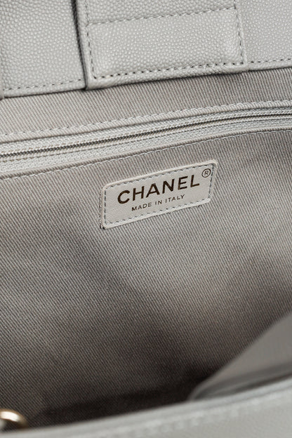 Chanel Business Affinity Large Grey Caviar Leather GHW Quilted Tote