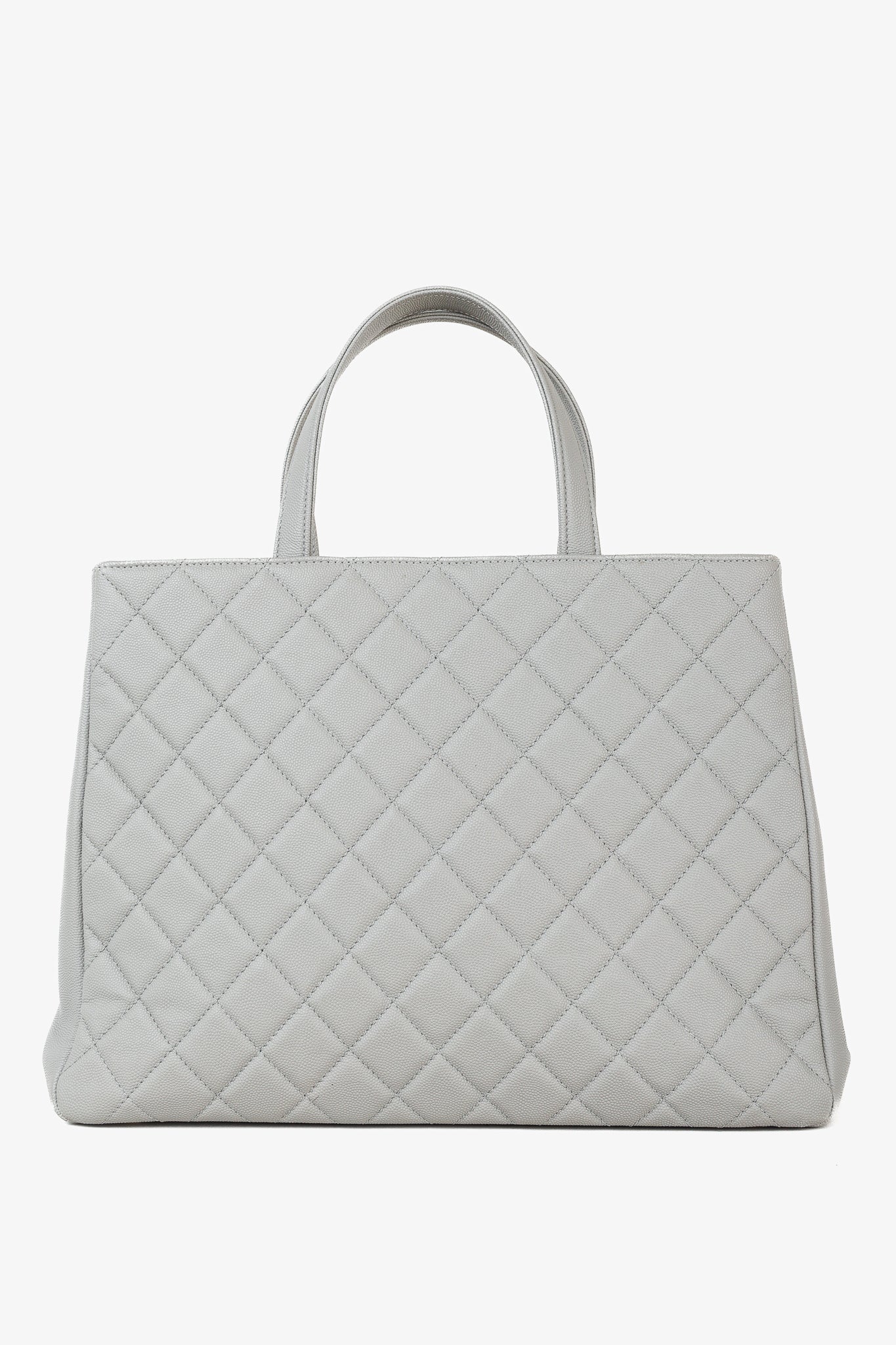 Chanel Business Affinity Large Grey Caviar Leather GHW Quilted Tote