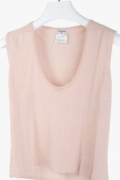 Chanel SS/05 Light Pink Cashmere Rosette Sweater Twinset