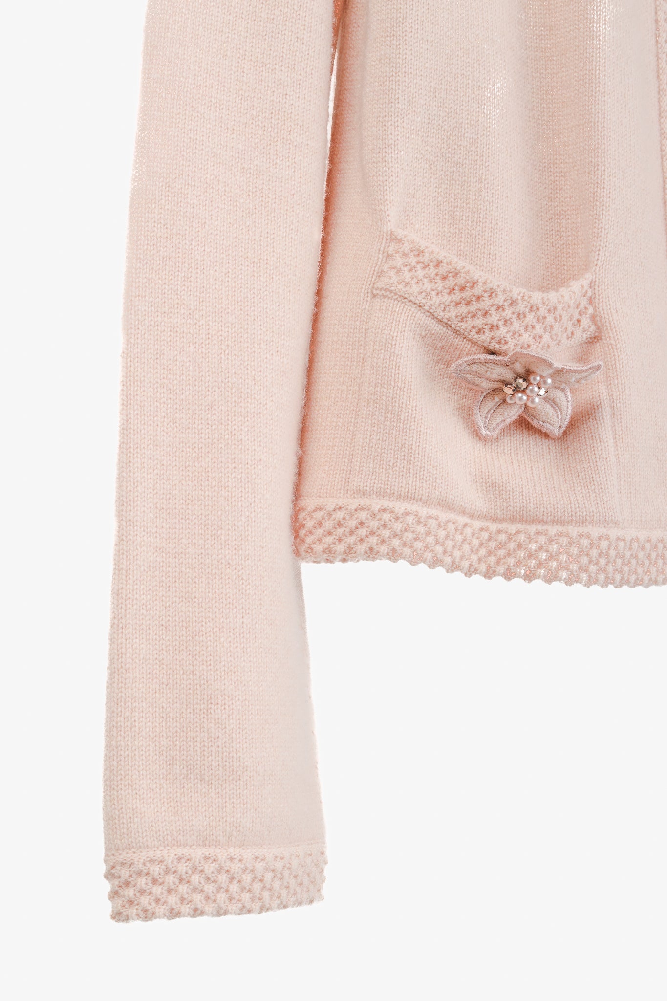 Chanel SS/05 Light Pink Cashmere Rosette Sweater Twinset