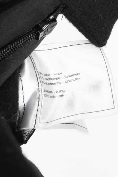Chanel Black Wool-Blend Panelled A-Line Knee-Length Skirt