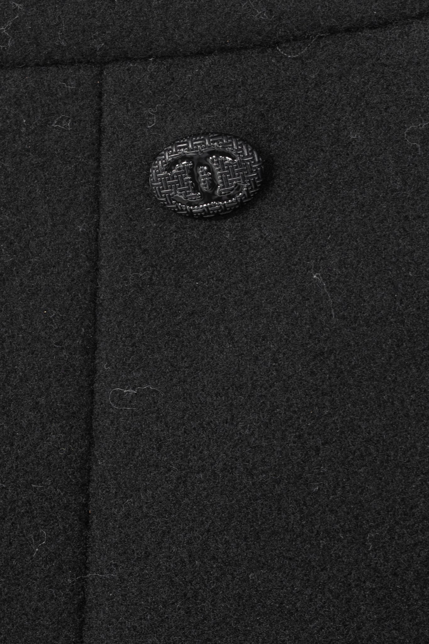 Chanel Black Wool-Blend Panelled A-Line Knee-Length Skirt