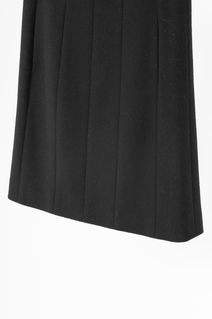 Chanel Black Wool-Blend Panelled A-Line Knee-Length Skirt