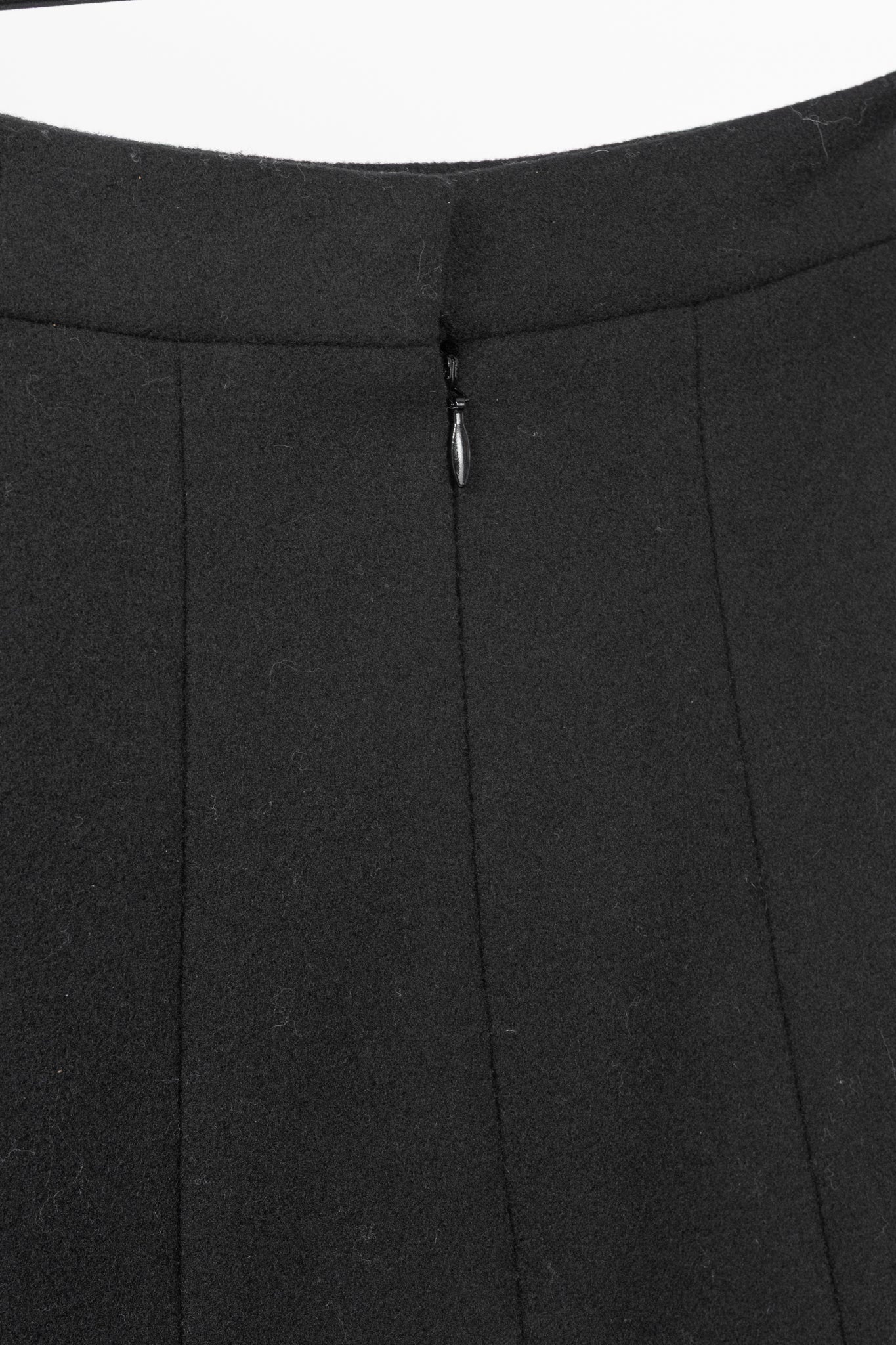 Chanel Black Wool-Blend Panelled A-Line Knee-Length Skirt