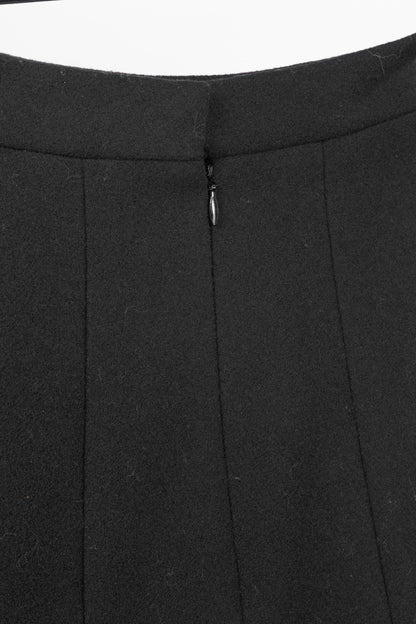 Chanel Black Wool-Blend Panelled A-Line Knee-Length Skirt