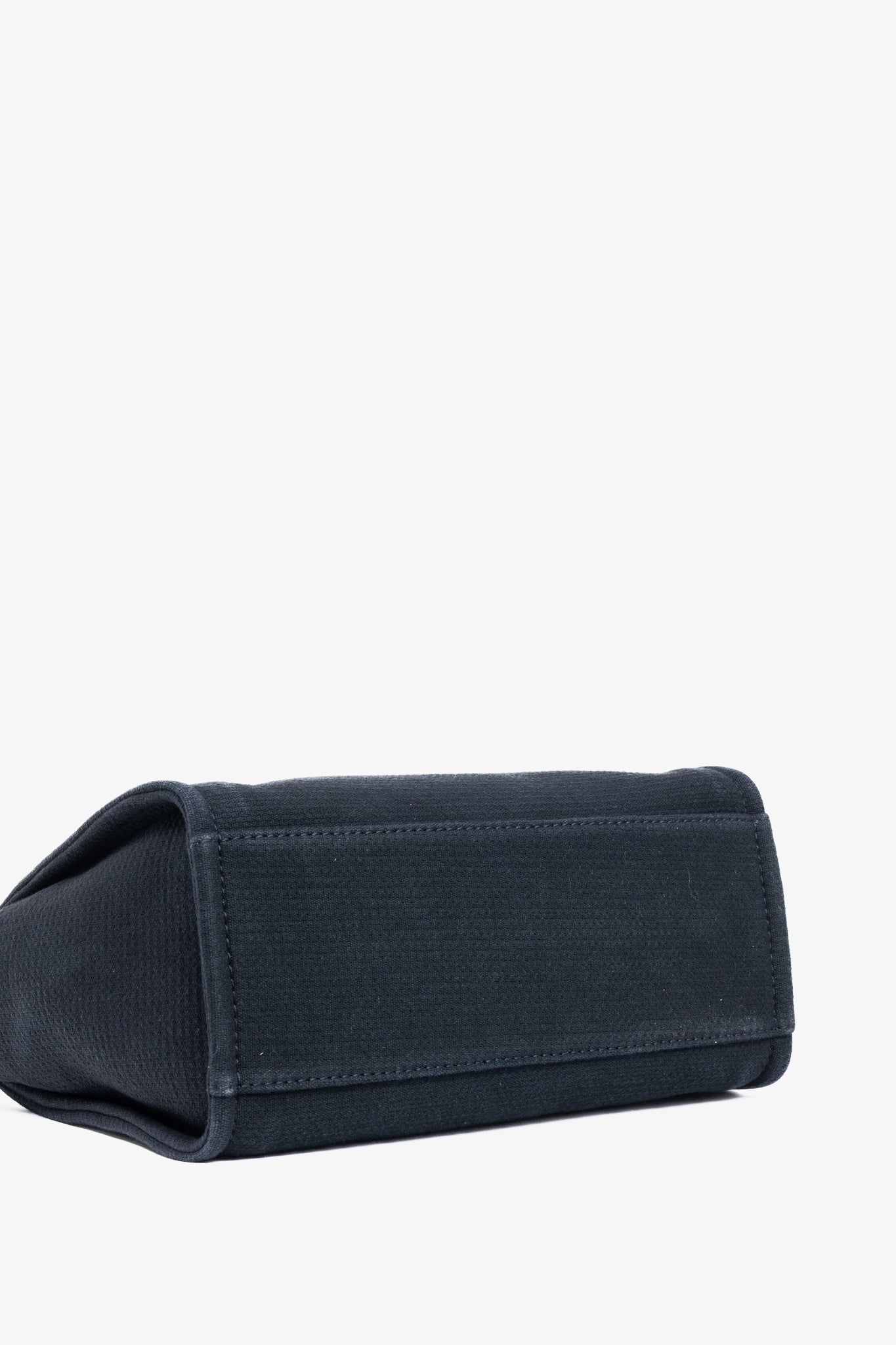 Chanel Small Deauville Black Canvas Logo Shopping Bag