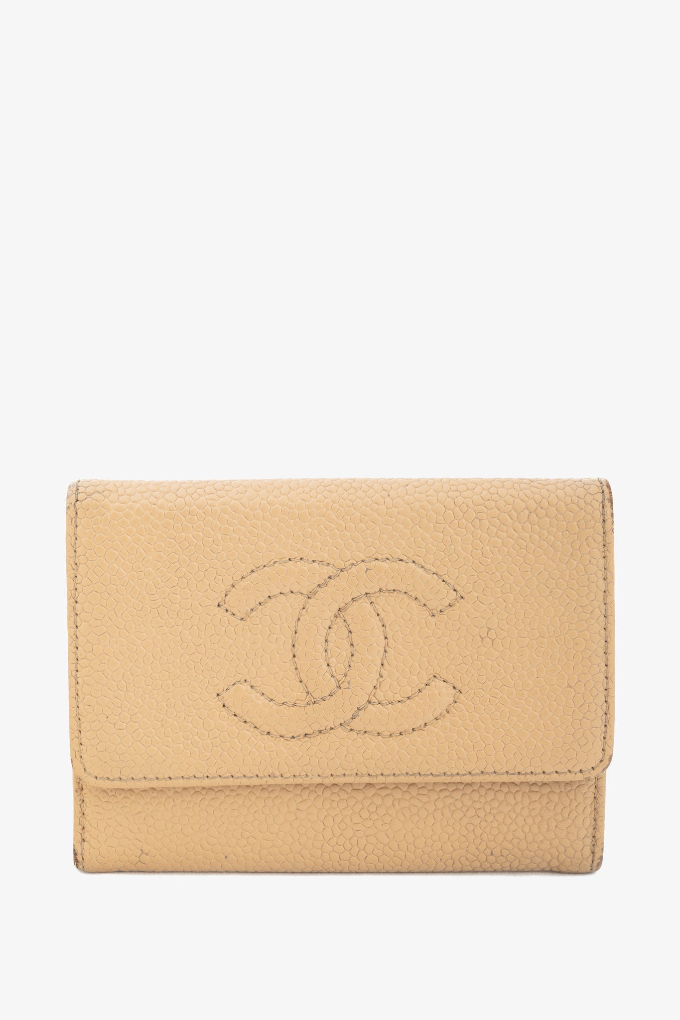 Chanel Tan Caviar Leather CC Card Holder