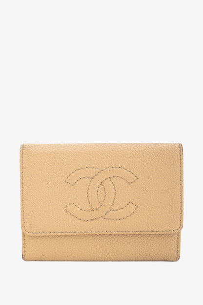 Chanel Tan Caviar Leather CC Card Holder